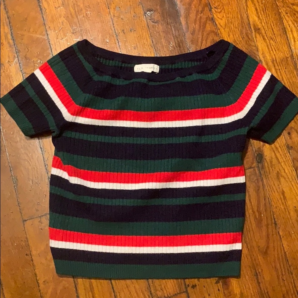 Cute green, black and red striped top from PACSUN